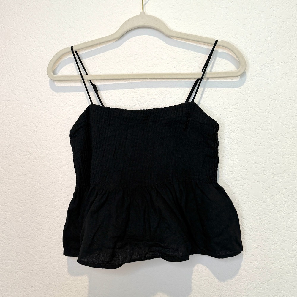 Abercrombie Black Pintuck Peplum Tank